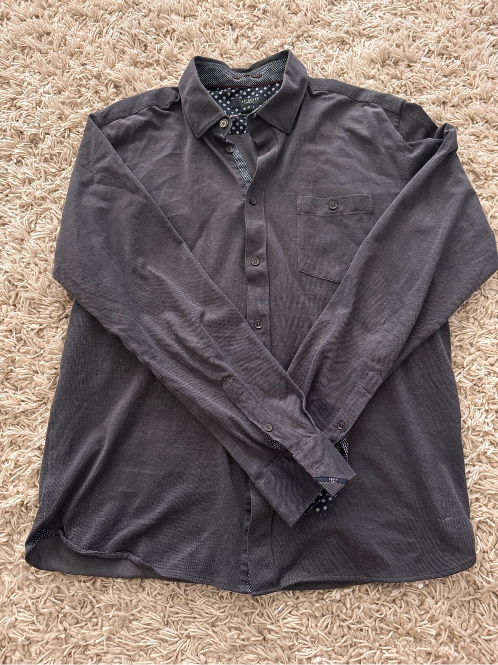 Ted Baker Men's Long-Sleeve Dark Gray Button-Up Shirt